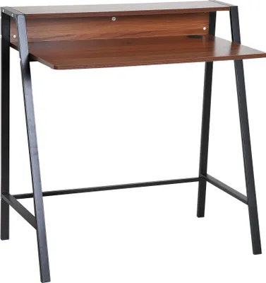 Image de HOMCOM Bureau secrétaire Bureau Informatique dim. 84L x 45l x 85H cm Style néo-rétro étagère Coloris Noyer Noir