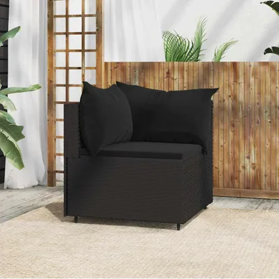 Produktbild von vidaXL Garten-Ecksofa mit Kissen Schwarz Poly Rattan