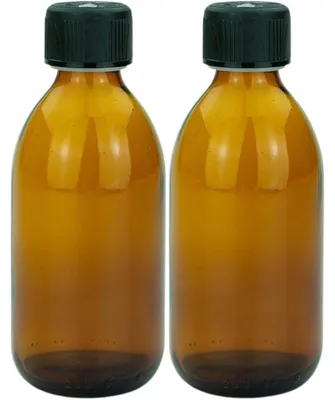 2 braune Glasflaschen 250 ml mit Schraubverschluss