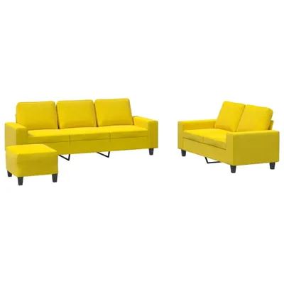 Immagine prodotto di vidaXL Set di divani a 3 pezzi in tessuto giallo chiaro