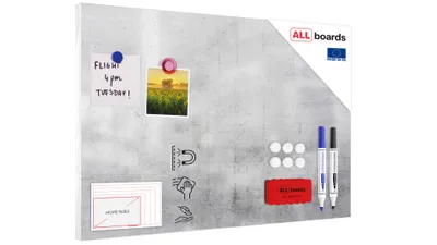 Produktbild von Metallische Magnettafel, MetalBoard, ZEMENT, 60×40 cm + GRATIS Zubehörset