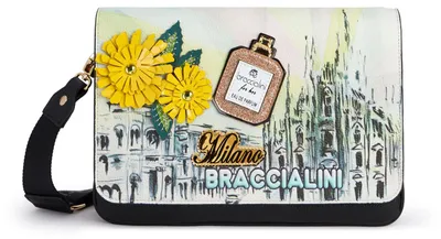 Produktbild von Braccialini Cartoline Milano Tasche mit verstellbarem Schultergurt mit Mustern