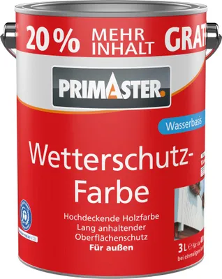 Produktbild von Primaster Wetterschutzfarbe 3 L weiß + 20% gratis