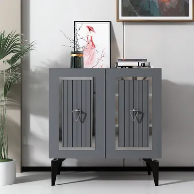 Produktbild von Skye Decor, Capri - Anthracite, Silver, Wohnzimmerschränke, Anthrazit, 75 x 79 x 40 cm