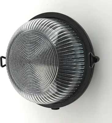 Produktbild von Außenlampe Wand Echt-Messing Glas E27 IP64 rund Ø 17,5 cm Schwarz antik Maritim Kellerleuchte