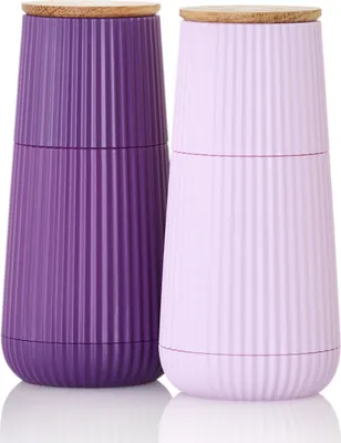 Produktbild von AdHoc MP156 Set Salzmühle und Pfeffermühle Scape Dark Purple & Light Purple, Kunststoff | Eichenholz