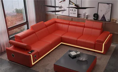 Produktbild von Beleuchtete Leder Ecksofa Couch L Form Sound Led Boxen Modernes Sofa Couchen Neu