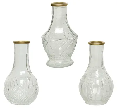 Produktbild von Vase Glas mit Goldrand 11.5cm 3er Set sortiert
