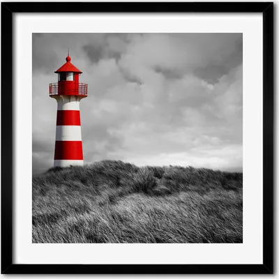 Produktbild von Bild - 50 cm x 50 cm - MDF - Rahmen, Wandkunst - Leuchtturm