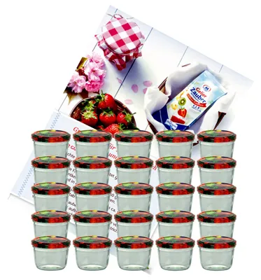 Image de lot de 25 bocaux 230 ml To 82 fruits avec couvercle et livret de recettes Diamant Gelierzauber