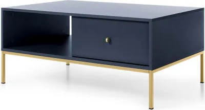 Produktbild von FURNLUX Couchtisch Mono Navy Blau Und Gold 104cm / Hauptfarbe: Blau / Abmessungen: 104 x 68 x 46 cm