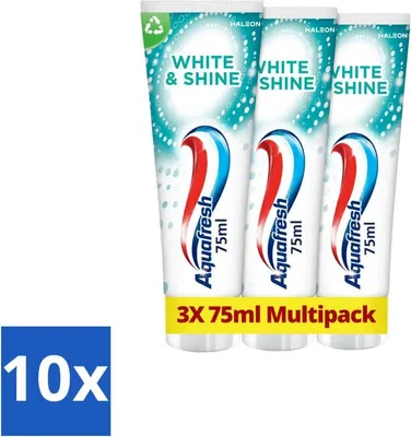 Immagine prodotto di Aquafresh White & Shine, dentifricio - Confezione - 3 tubetti - Offerta speciale - 10 pezzi