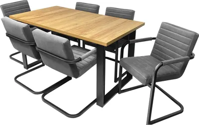 Produktbild von GOLDSTOFF 6-er stuhle mit tisch set GRAND, Esszimmertisch weiß, Tisch 150+(40)X 80 cm breite, Esszimer set, Holztisch, Samt Stuhl