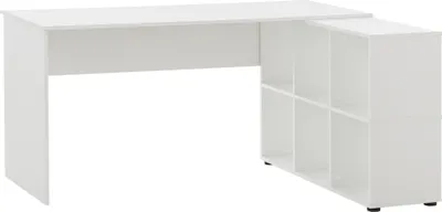 Produktbild von Eckschreibtisch Büro mit Regal BRAGA-80 in weiß, B/H/T: ca. 150/73,6/121,6 cm