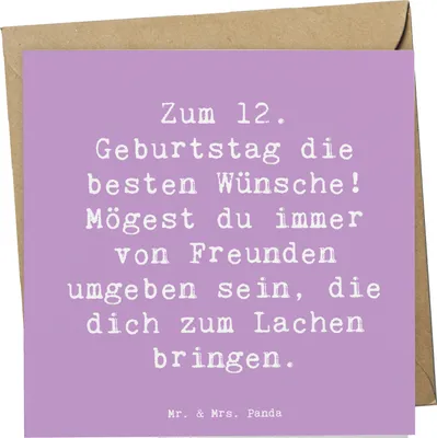 Produktbild von Mr. & Mrs. Panda Grußkarte Spruch 12. Geburtstag Wünsche - Lavendeltraum - Geschenk, Geschenkideen, Teenager, doppelkarte, anlasskarte, Happy Birthday, Meilenstein