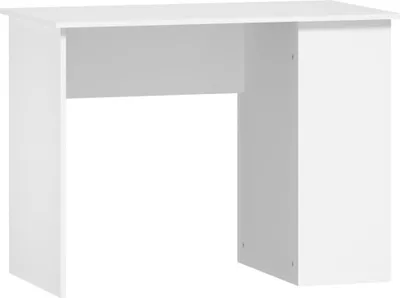 A white desk against a white background.