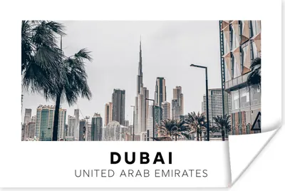 Produktbild von MuchoWow® Poster Dubai - Skyline - Palme 60x40 cm - Schlafzimmerdekoration