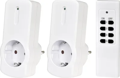 Produktbild von Funksteckdosen-Set mit 2 Adaptern und 1 Fernbedienung
