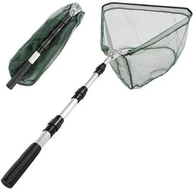 Produktbild von Fischernetz Teleskopnetz Fischernetz 130 cm Fischnetz Faltfisch Schaufelnetz für Teichströme Seen Bootfisch