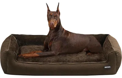 Productafbeelding van Hondenbed, hondenbank, wasbaar, afneembaar. Afmetingen: L 120 x B 90 x H 30 cm. Kleur: bruin