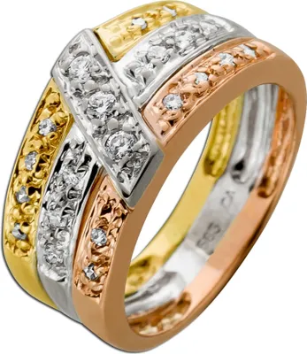 Produktbild von Trinity Ring Gold Weißgold Rosegold 585 14K Diamanten 0.24ct 16