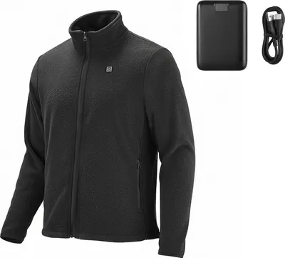 Immagine prodotto di SucceBuy Giacca riscaldata in pile da uomo, giacca riscaldata con power bank ricaricabile da 7,4 V 16000 mAh, 6 zone di riscaldamento, 3 livelli di temperatura regolabili, 3/6/10 ore di calore, ideale per le attività all'aperto in inverno, nero, taglia XXXL