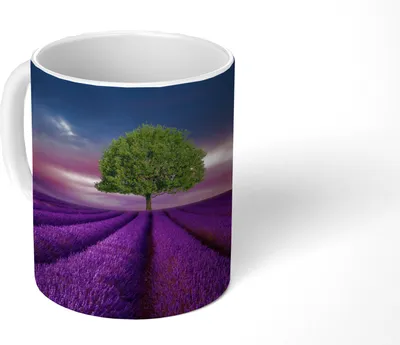 Produktbild von MuchoWow® Tasse Kaffeetasse Kaffeebecher 350 ml Lavendel - Baum - Lila Teetasse - Fototasse - Becher - Keramikbecher - Teebecher - Kaffeetasse - Bürotasse