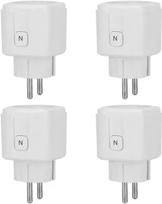 Image de Prises Wi-Fi intelligentes avec suivi de la consommation d'énergie, minuterie et accès à distance, 16 A, lot de 4, compatibles avec Alexa, Google Home et SmartThings