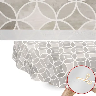 Produktbild von Tischdecke Wachstuch Ornamente Grau Robust Wasserabweisend Oval Breite 140 cm Länge 280 cm
