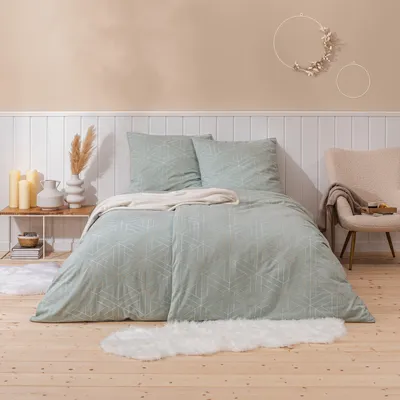 Produktbild von Estella Samt + Seide Flanell Bettwäsche 135x200 Tirolo aquamarin Waben 5465-140