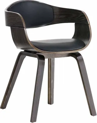 Produktbild von TPFLiving Besucherstuhl Kingsley Kunstleder Gestell Holz schwarz schwarz/grau