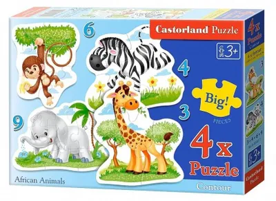 Immagine prodotto di Puzzle 4 in 1 (3+4+6+9 pezzi) Animali Africani 5017