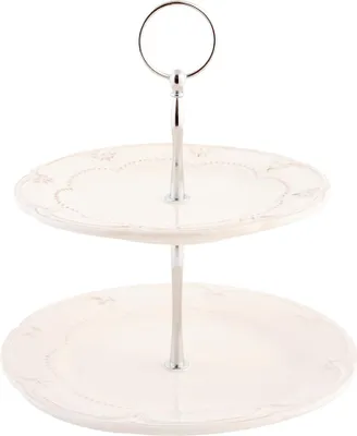 Immagine prodotto di Etagere a 2 strati Clayre & Eef 23 cm rose in Vetroceramica beige