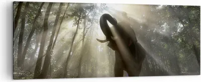 Produktbild von Bild auf Leinwand - Leinwandbild - Elefant Dschungel  - 140x50cm - Wand Bild - Wanddeko - Leinwanddruck - Bilder - Kunstdruck - Wanddekoration - Leinwand bilder - Wandkunst - AB140x50-3835