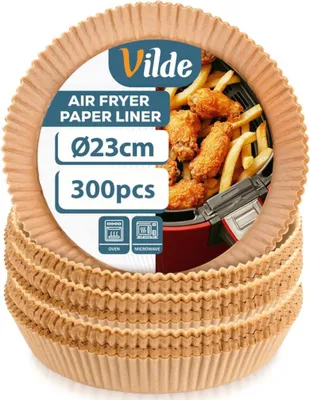 Obrázek produktu pro Vilde | Vložka do fritézy - Hnědá - 23x23 cm - Kulatá - 300 kusů - Jednorázový pečicí papír - Pečicí papír do fritézy