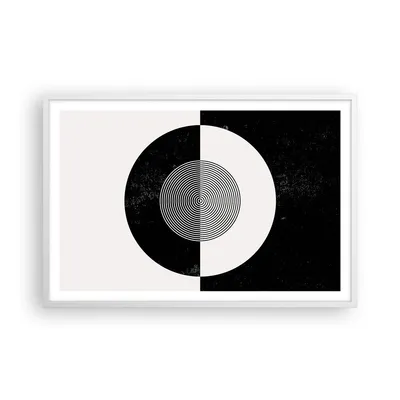 Produktbild von Gerahmtes Poster - Weißer Rahmen - Abstraktion Rad Schwarz und Weiß - 91,5x61 cm - Wand Bild - Wanddeko - Wandbilder - Wandposter - Bilderrahmen - Bilder - Kunstdruck - Wandbild - P2WAA91x61-4316