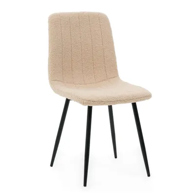 Zdjęcie produktu dla NEW HOME Krzesło GELA do jadalni tapicerowane krzesło do salonu z pikowaniem - ciemnobeżowe - nowoczesne meble boucle