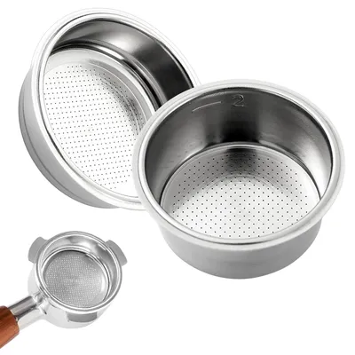 Produktbild von Espresso Kaffeefilter - 2 Stück 51mm Edelstahl Siebträgerfilterkorb - 1- und 2-Tassen Wiederverwendbar Filterkorb