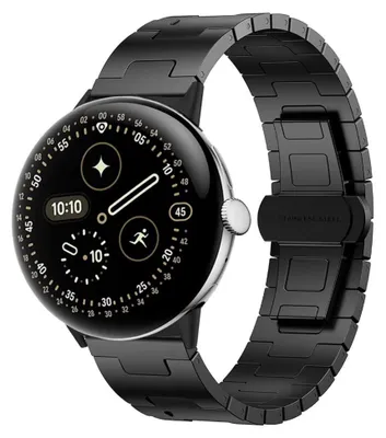 Produktbild von Edelstahl Smartwatch Armband für Google Pixel Watch 4 / 3 45mm Butterfly Schwarz