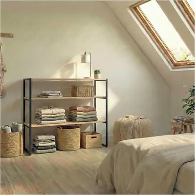 Produktbild von KADRA 100x85cm Dachbodenkleiderständer mit Regalen