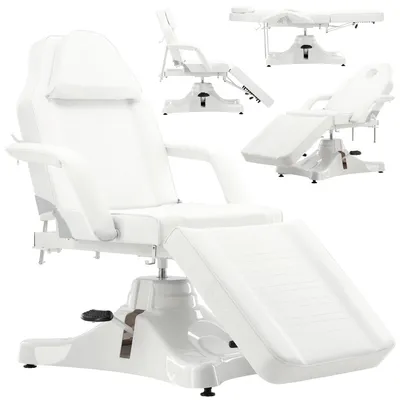 Zdjęcie produktu dla Fotel kosmetyczny hydrauliczny Modena obrotowy regulowany leżanka spa biały
