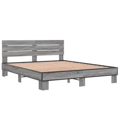 Produktbild von Bettgestell Grau Sonoma 150x200 cm Holzwerkstoff und Metall