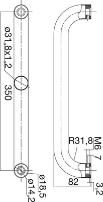 Obrázok produktu pre MARCHESI kľučka 4523 - rovná, 382 mm, LA. 350 mm, matná nerezová oceľ