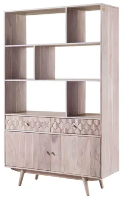 Immagine prodotto di MASSIVMOEBEL24 | scaffale in legno di Acacia 115x42x185 bianco laccato MOSAYK #204
