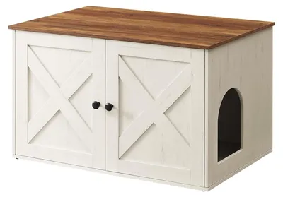 Image de Caisse pour chat avec cloison amovible, durable, dimensions : 80 x 53 x 50 cm