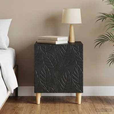 Zdjęcie produktu dla Szafka nocna vidaXL, czarna, 43 x 34,5 x 50 cm, materiał drewnopochodny