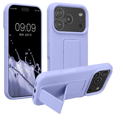 Produktbild von kwmobile Handyhülle für Apple iPhone 17 Pro Hülle - TPU Silikon Case mit Fingerhalter und Stand - Schutzhülle Cover in Lavendel