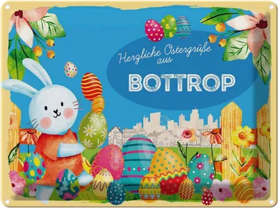 Produktbild von vianmo Blechschild 30x40 cm Ostern Ostergrüße BOTTROP Gruß