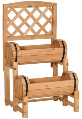 Immagine prodotto di Aiuola rialzata in legno - Vaso da fiori con griglia per piante rampicanti - 45x45x80 cm - Adatta per ortaggi e fiori - Stile rustico - Giallo dorato