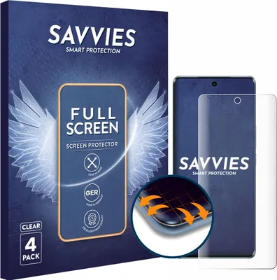 Produktbild von 4x Savvies Fullscreen Schutzfolie für Vivo V30 Pro Displayschutz Folie Fullcover Klar Transparent